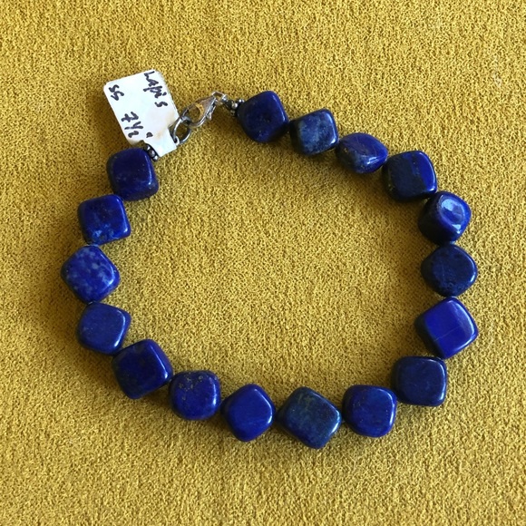 Natural Gems Lapis Camilian Bracelet and Earrings Set - Picture 2 of 6